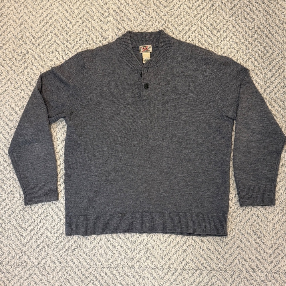 100% Merino Wool Gray LL Bean Sweater